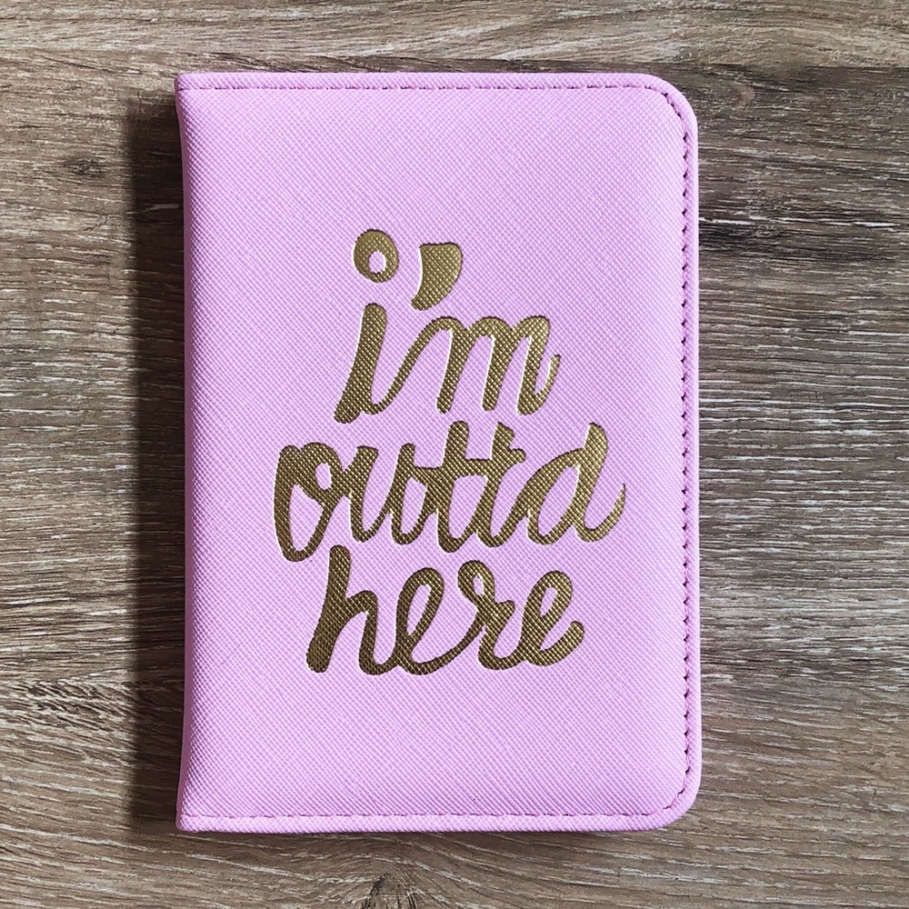 BMI Passport Holder “I’m Outta Here” lettering